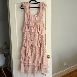NWT Anthropologie stunning light pink lace layered dress